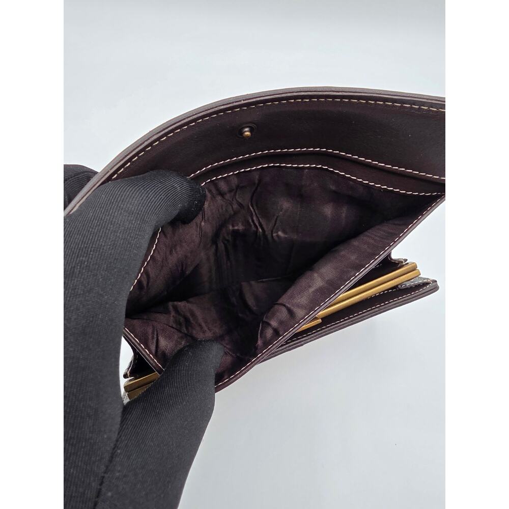 Celine Macadam Canvas Long Wallet Brown Triomphe Kiss Lock Coin Purse Vintage - Picture 12 of 16